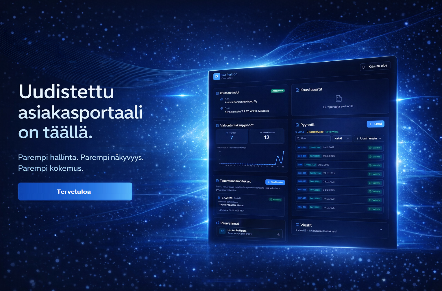 Siirry Pro Park Go Dashboardiin